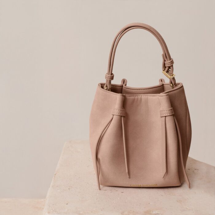 Katie Loxton Celina Mini Suedette Bucket Bag - Faded Rose Suede